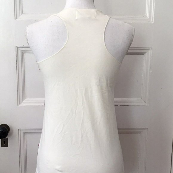 Julie Brown Ivory Pink Stretch Sequin Top T Shirt Racer Back - Picture 3 of 6